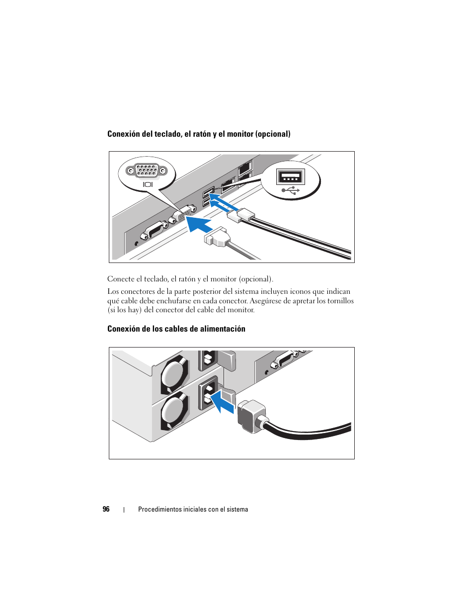 Conexión de los cables de alimentación | Dell PowerEdge C2100 User Manual | Page 98 / 118