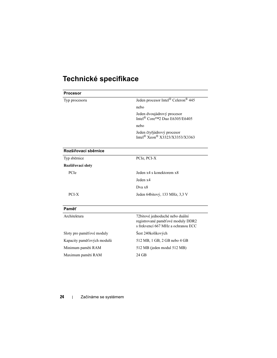 Technické specifikace | Dell PowerEdge T300 User Manual | Page 26 / 128