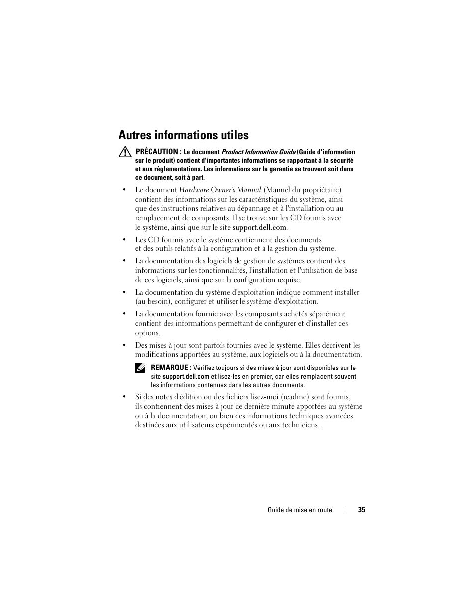 Autres informations utiles | Dell PowerEdge T300 User Manual | Page 37 / 128