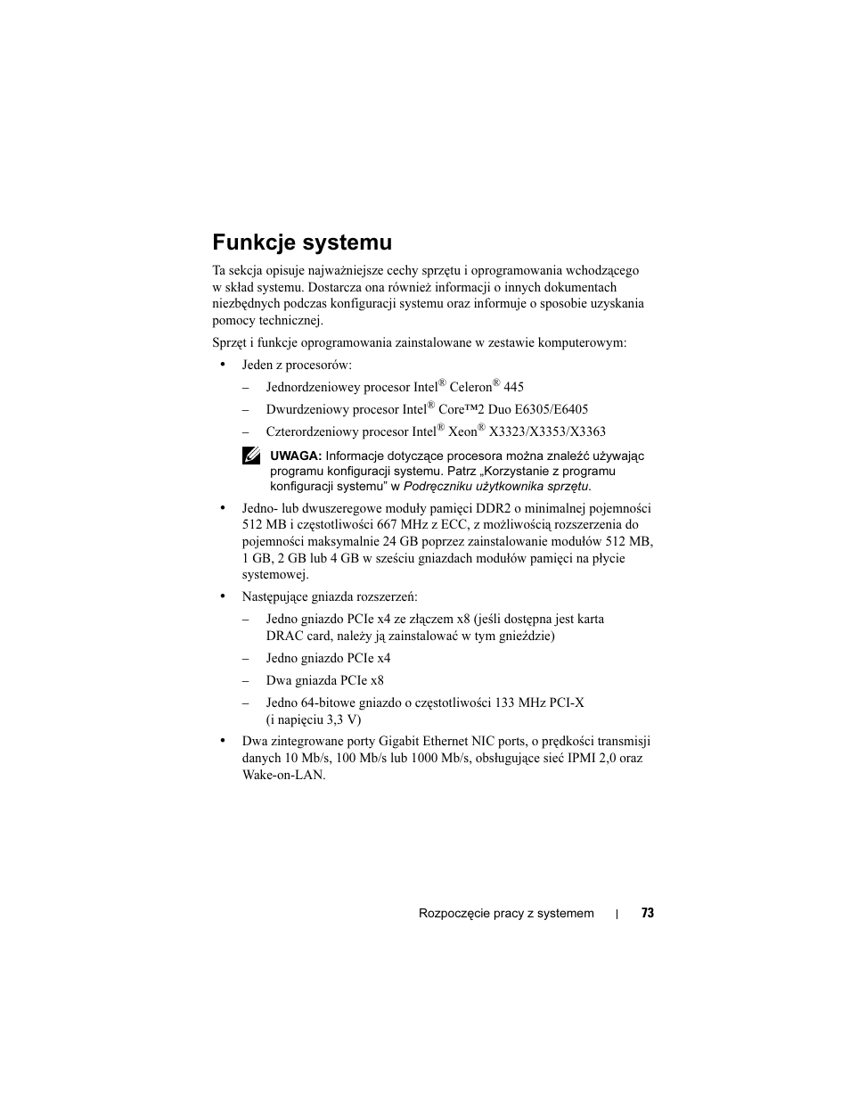 Funkcje systemu | Dell PowerEdge T300 User Manual | Page 75 / 128