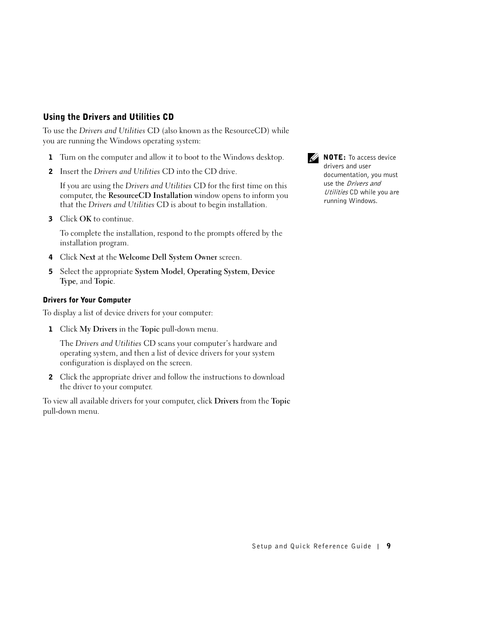 Using the drivers and utilities cd | Dell OptiPlex GX270 User Manual | Page 10 / 238