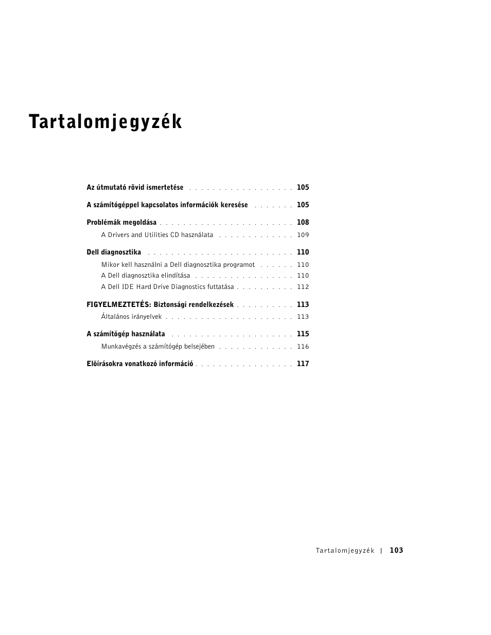 Tartalomjegyzék | Dell OptiPlex GX270 User Manual | Page 104 / 238