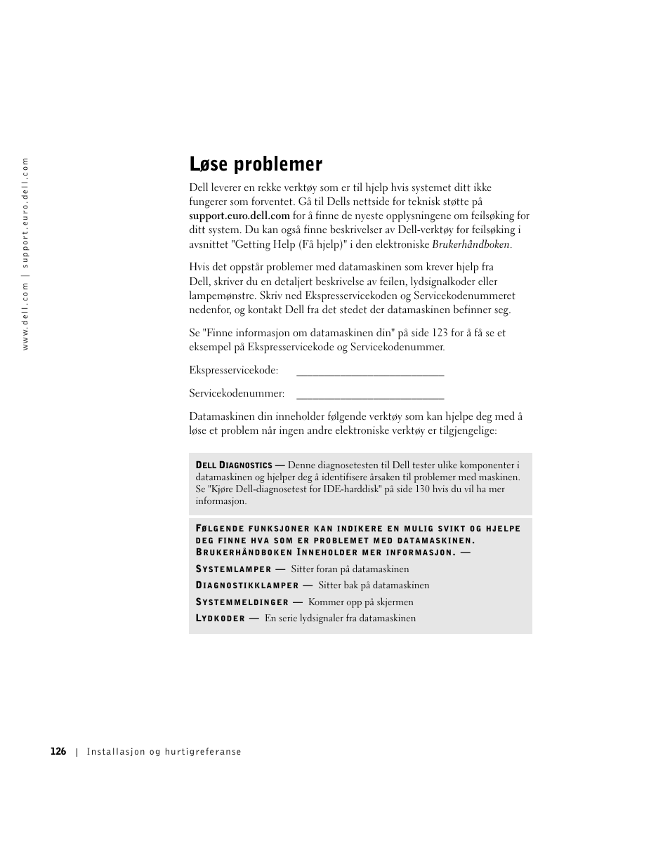 Løse problemer | Dell OptiPlex GX270 User Manual | Page 127 / 238