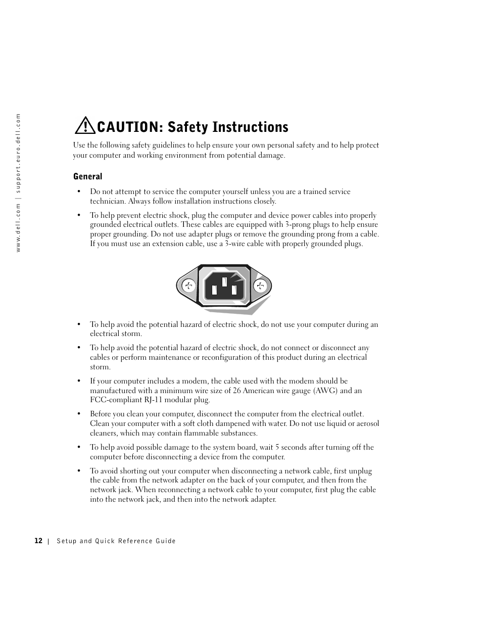 Caution: safety instructions, General | Dell OptiPlex GX270 User Manual | Page 13 / 238