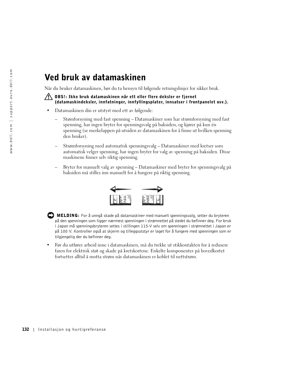 Ved bruk av datamaskinen | Dell OptiPlex GX270 User Manual | Page 133 / 238