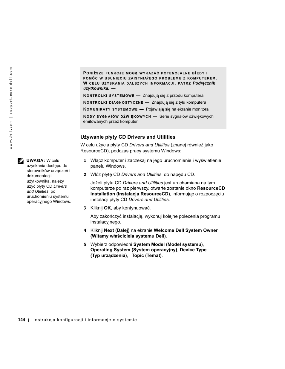 Używanie płyty cd drivers and utilities | Dell OptiPlex GX270 User Manual | Page 145 / 238