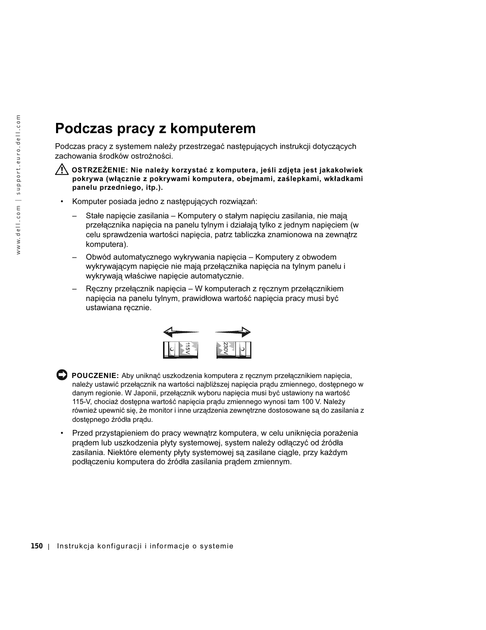 Podczas pracy z komputerem | Dell OptiPlex GX270 User Manual | Page 151 / 238