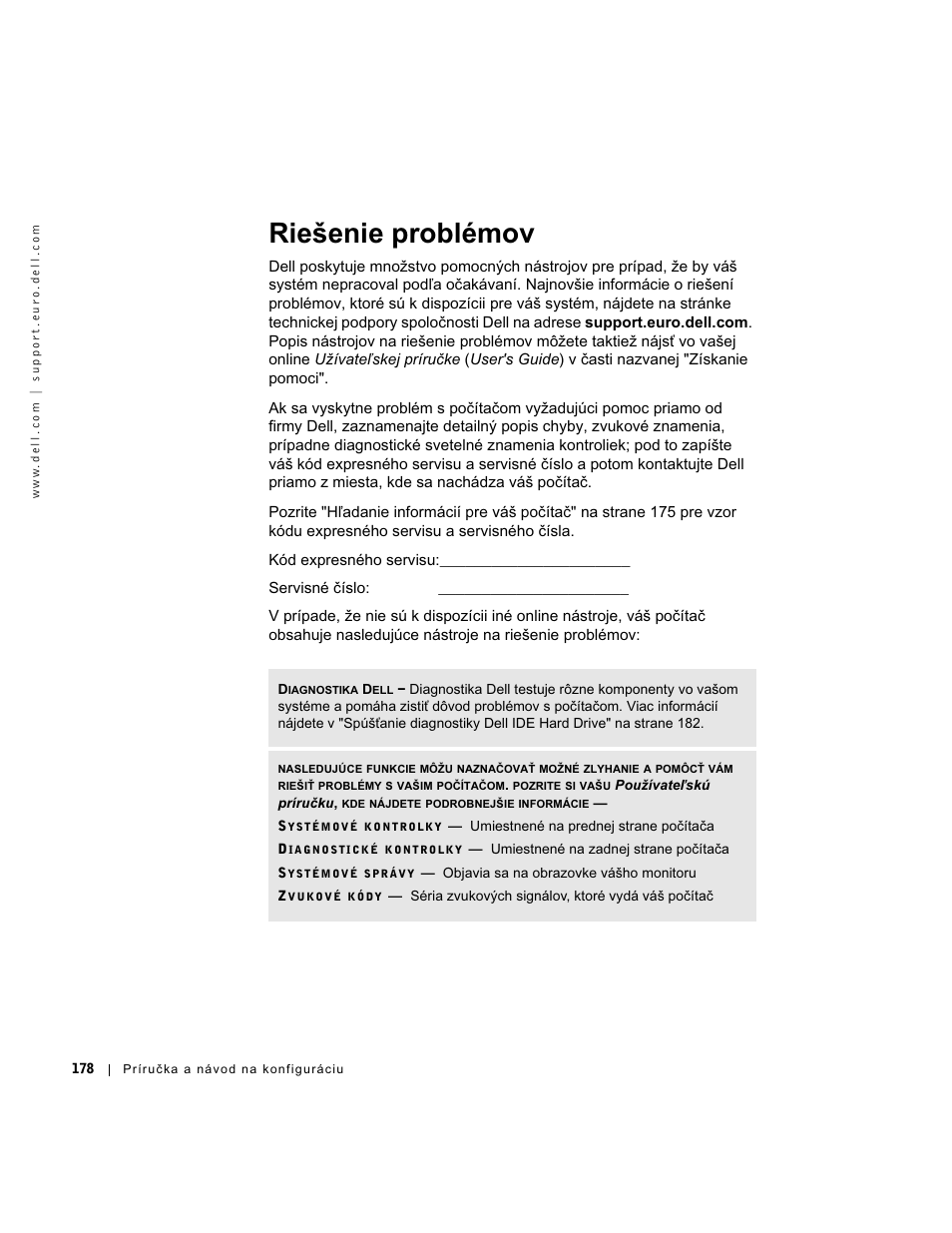 Riešenie problémov | Dell OptiPlex GX270 User Manual | Page 179 / 238
