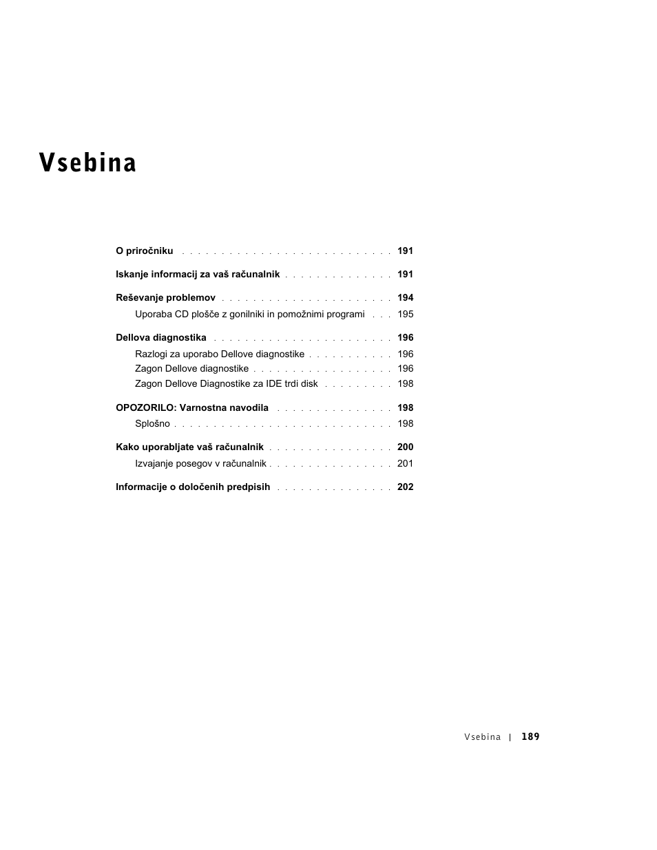 Vsebina | Dell OptiPlex GX270 User Manual | Page 190 / 238