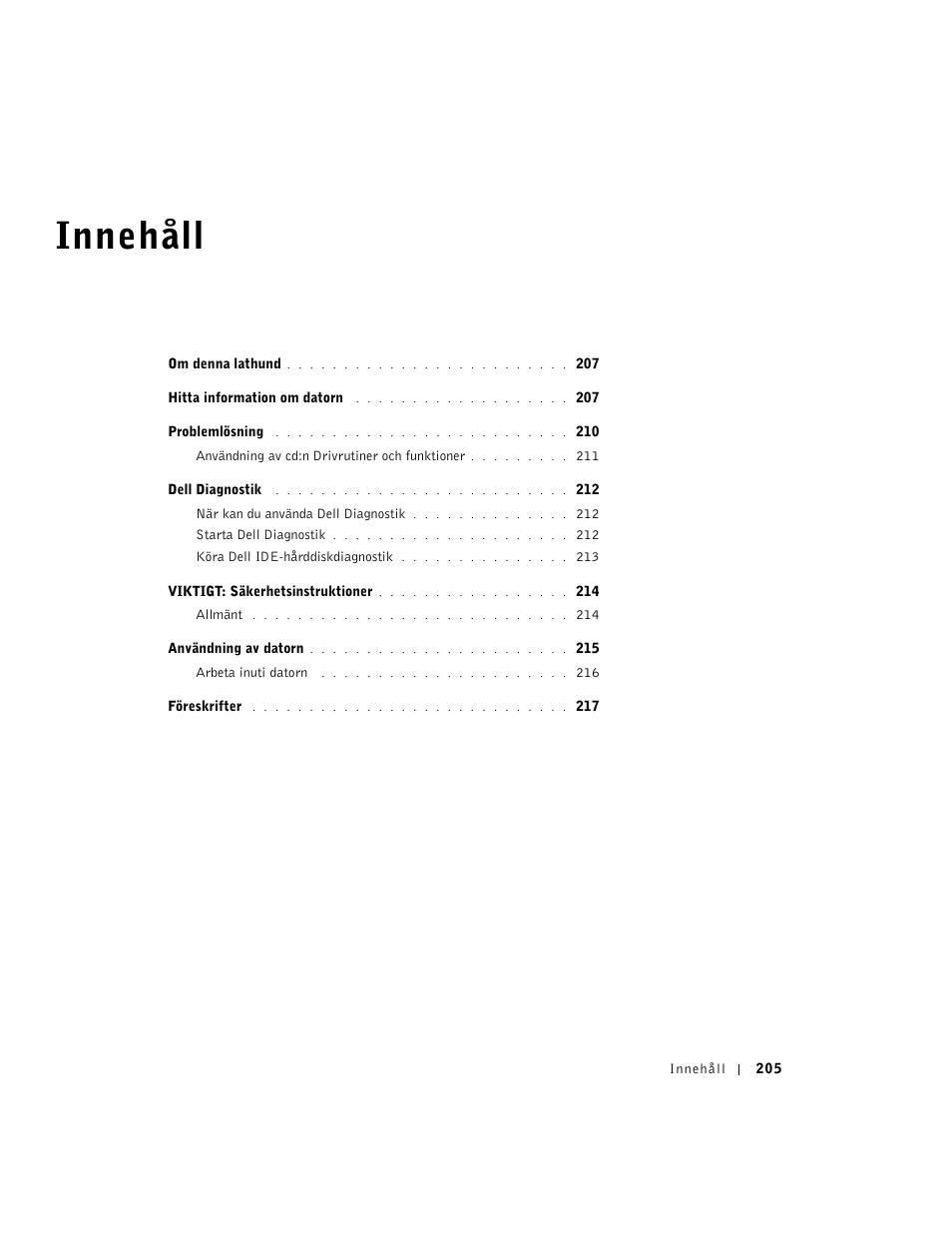 Innehåll | Dell OptiPlex GX270 User Manual | Page 206 / 238