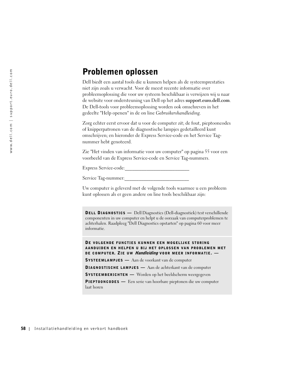 Problemen oplossen | Dell OptiPlex GX270 User Manual | Page 59 / 238