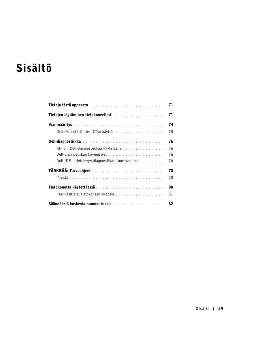 Sisältö | Dell OptiPlex GX270 User Manual | Page 70 / 238