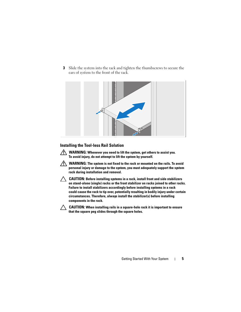 Installing the tool-less rail solution | Dell PowerEdge C1100 User Manual | Page 7 / 144