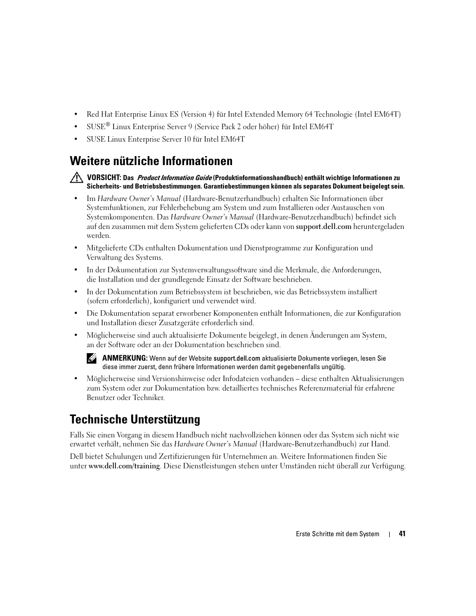 Weitere nützliche informationen, Technische unterstützung | Dell POWEREDGE 840 User Manual | Page 43 / 110