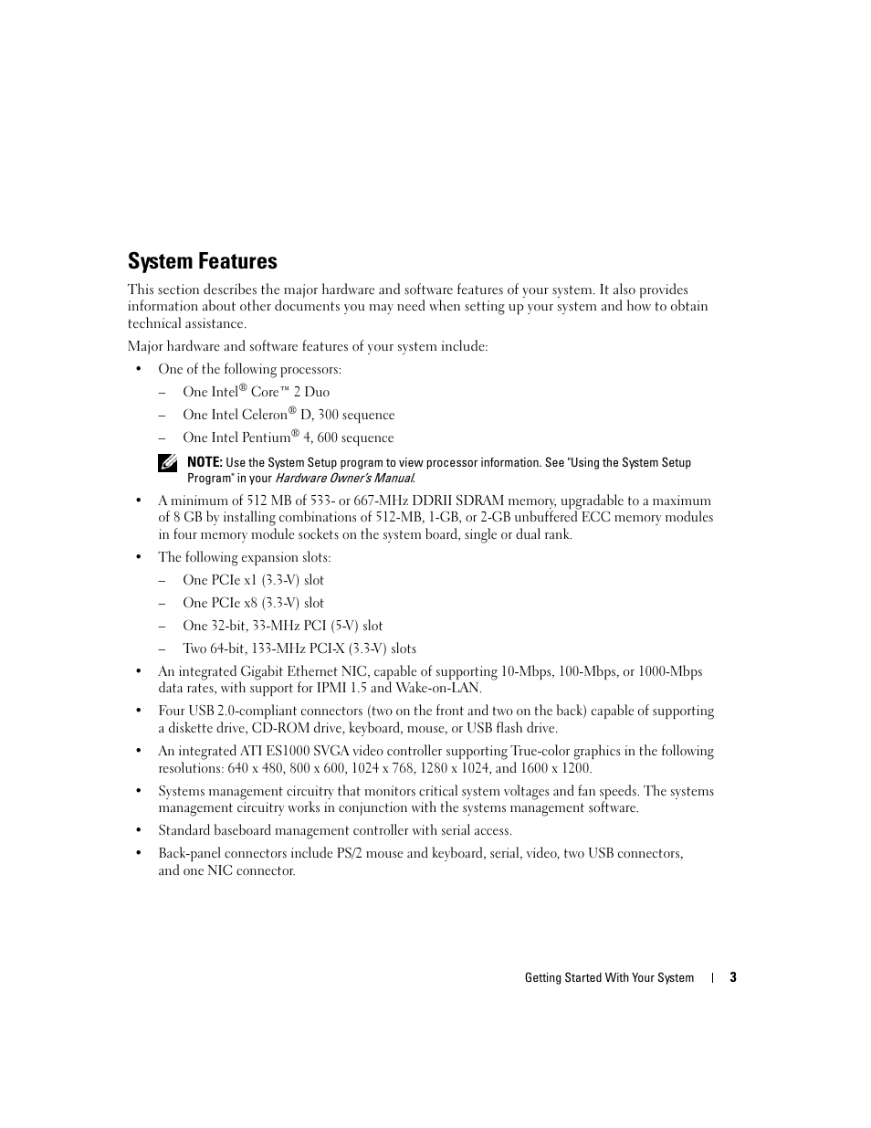 System features | Dell POWEREDGE 840 User Manual | Page 5 / 110