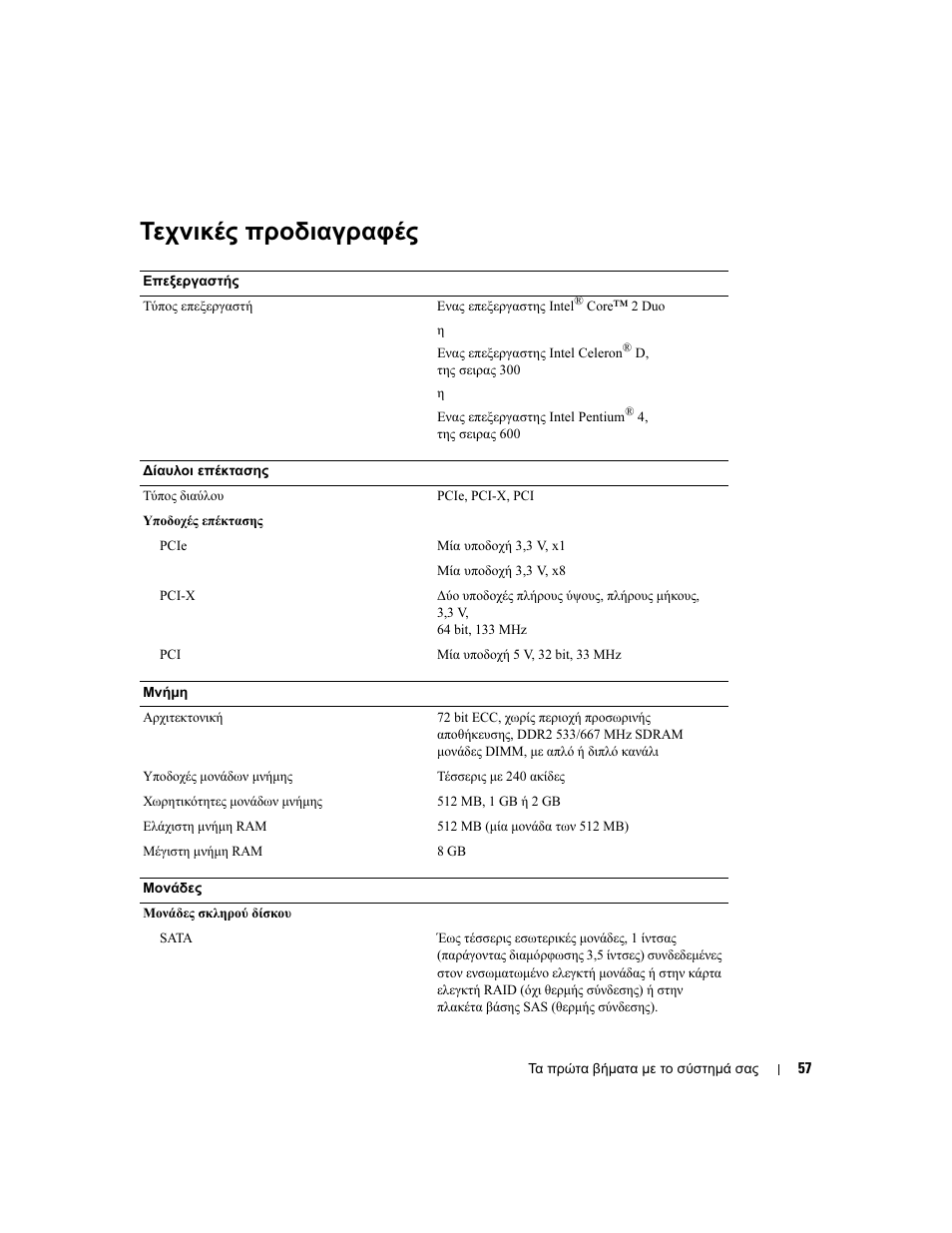 Τεχνικές προδιαγραφές | Dell POWEREDGE 840 User Manual | Page 59 / 110