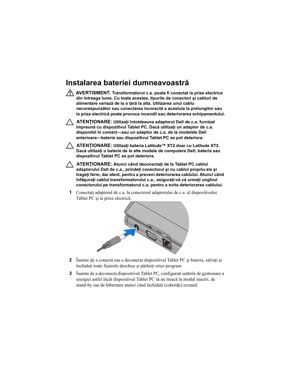 Instalarea bateriei dumneavoastră | Dell Latitude XT2 User Manual | Page 48 / 92