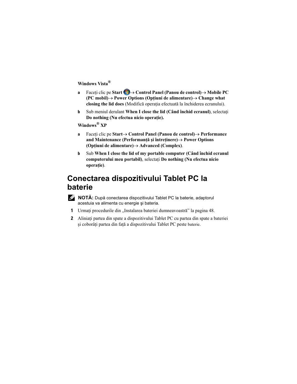 Conectarea dispozitivului tablet pc la baterie | Dell Latitude XT2 User Manual | Page 49 / 92