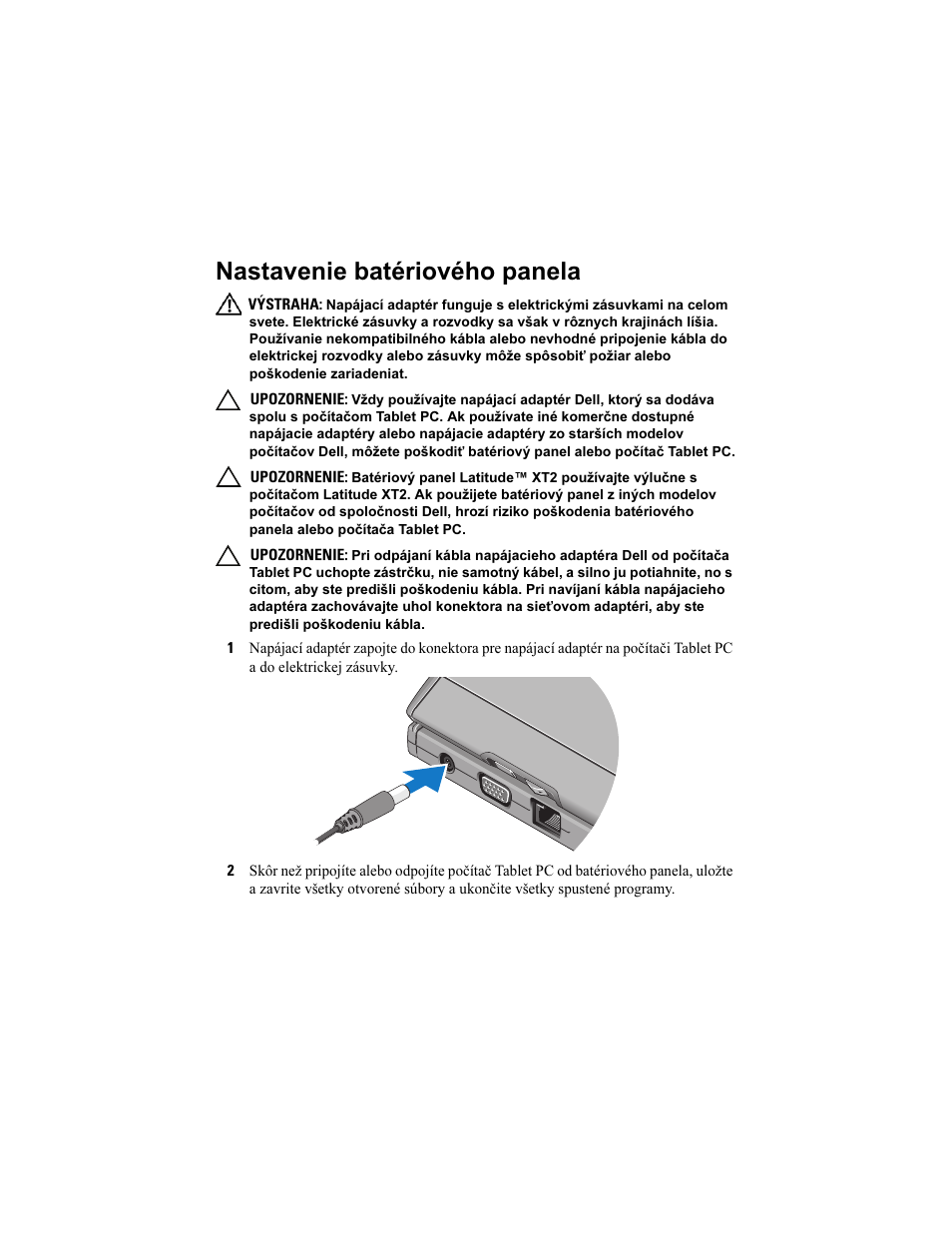 Nastavenie batériového panela | Dell Latitude XT2 User Manual | Page 64 / 92