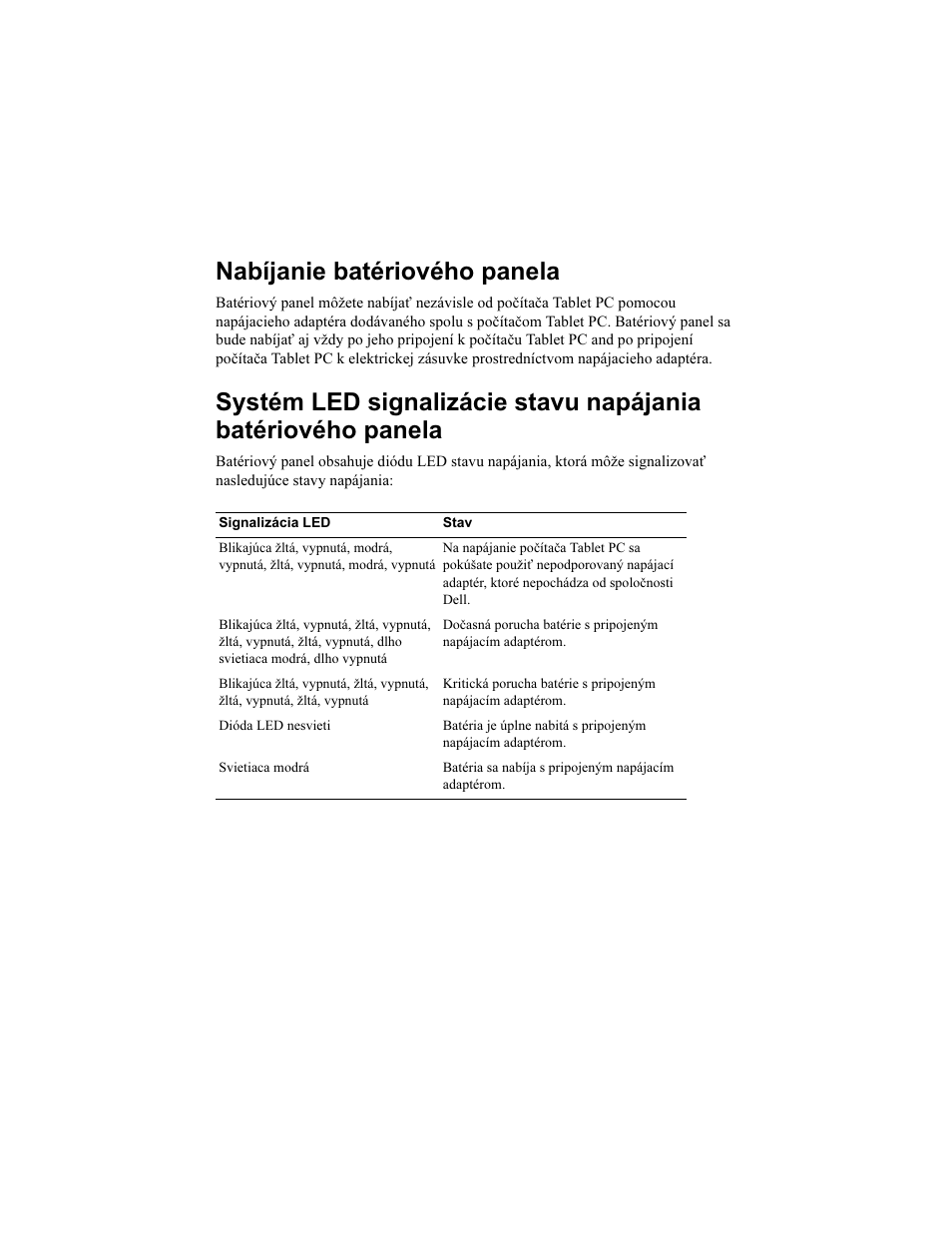 Nabíjanie batériového panela | Dell Latitude XT2 User Manual | Page 68 / 92