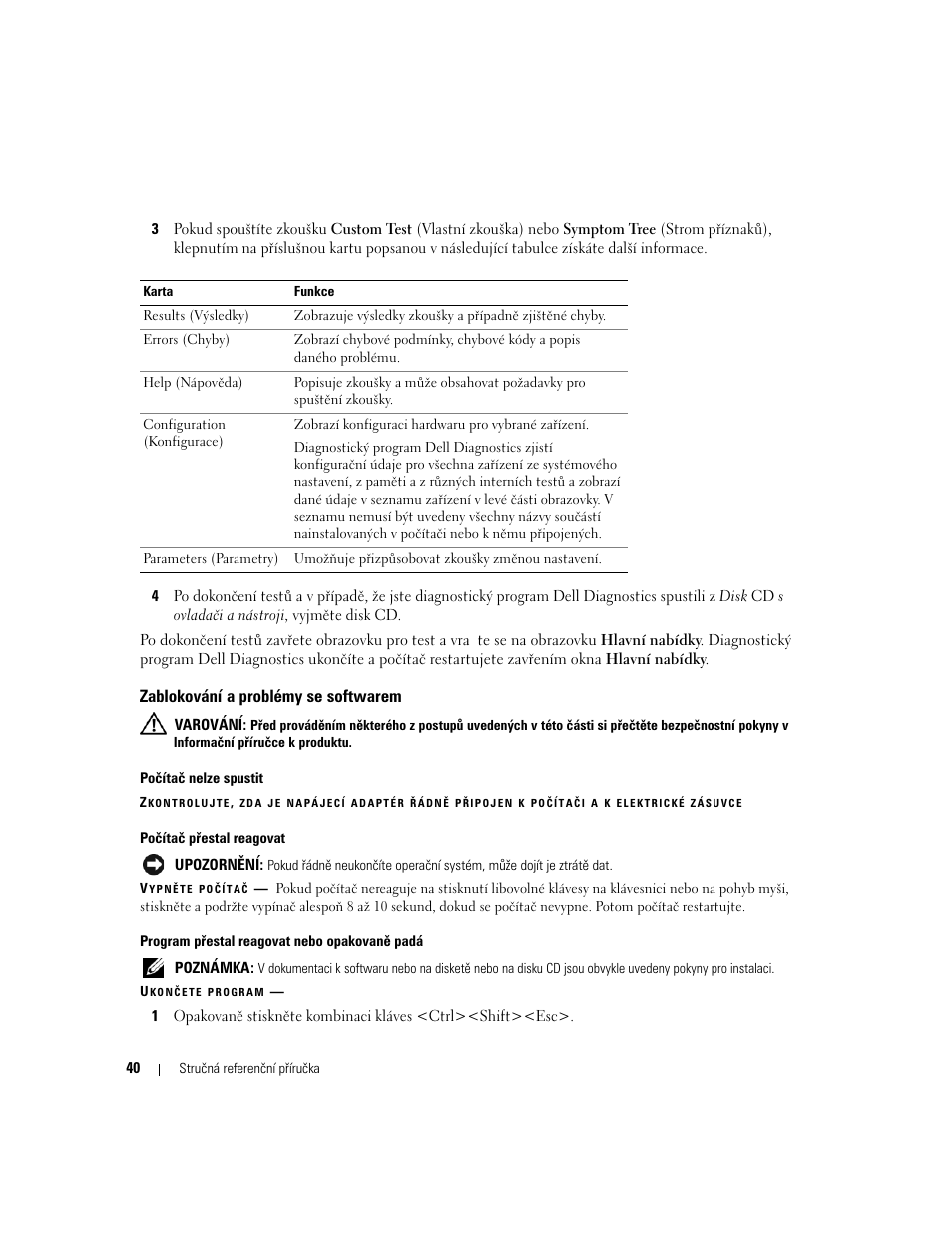 Zablokování a problémy se softwarem | Dell Latitude D820 User Manual | Page 40 / 110