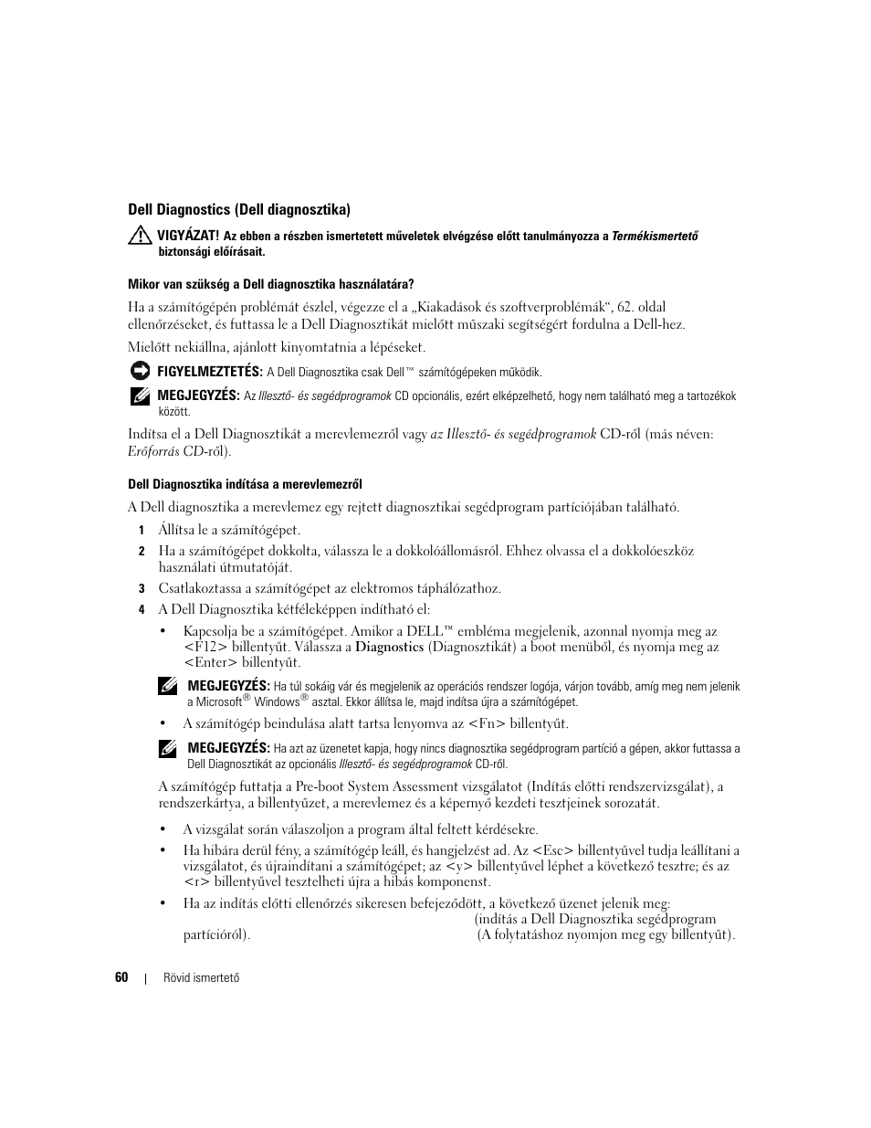 Dell diagnostics (dell diagnosztika) | Dell Latitude D820 User Manual | Page 60 / 110