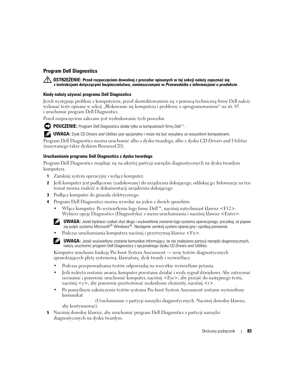 Program dell diagnostics | Dell Latitude D820 User Manual | Page 83 / 110