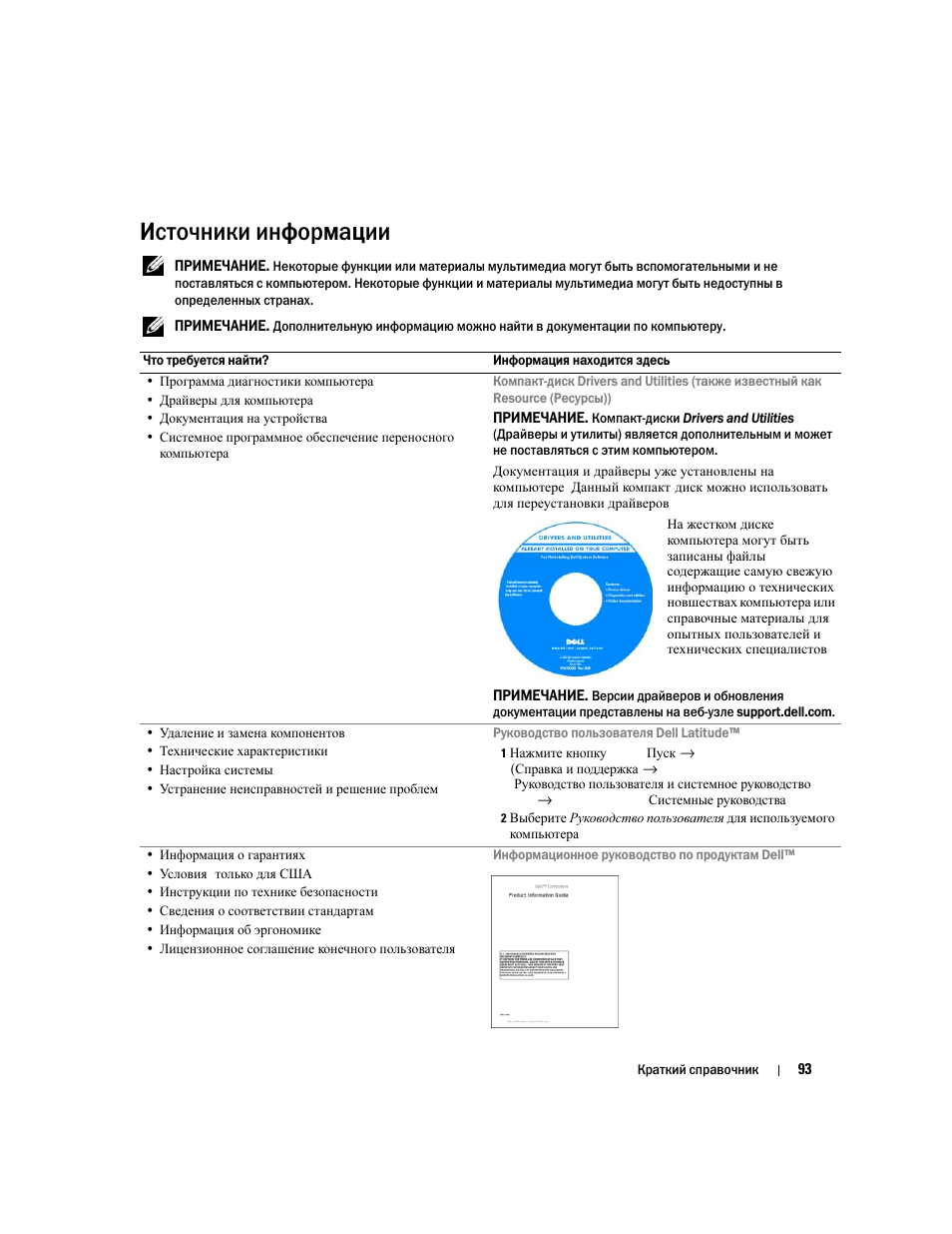 Источники информации | Dell Latitude D820 User Manual | Page 93 / 110