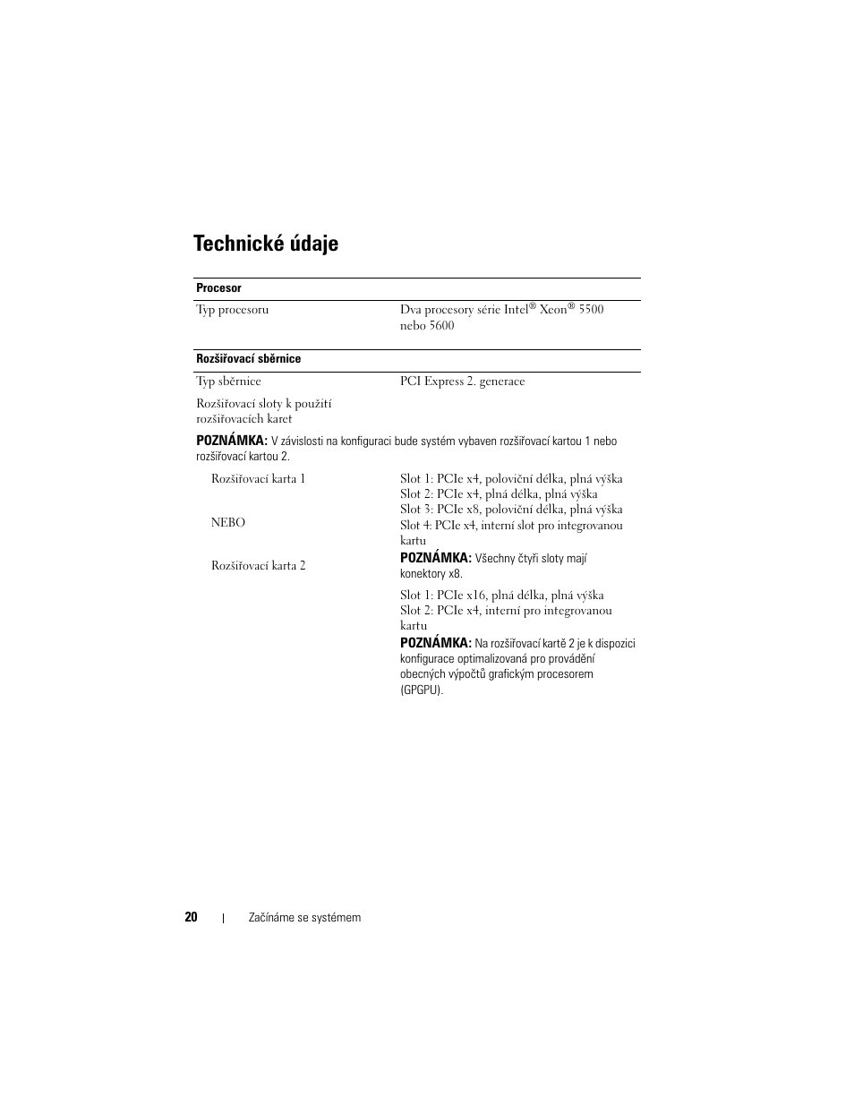 Technické údaje | Dell PowerVault NX3100 User Manual | Page 22 / 124