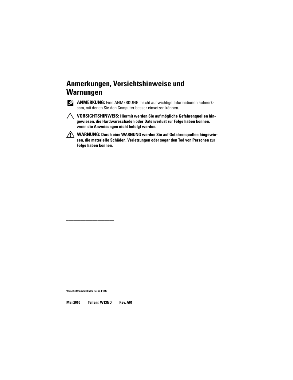 Anmerkungen, vorsichtshinweise und warnungen | Dell PowerVault NX3100 User Manual | Page 40 / 124