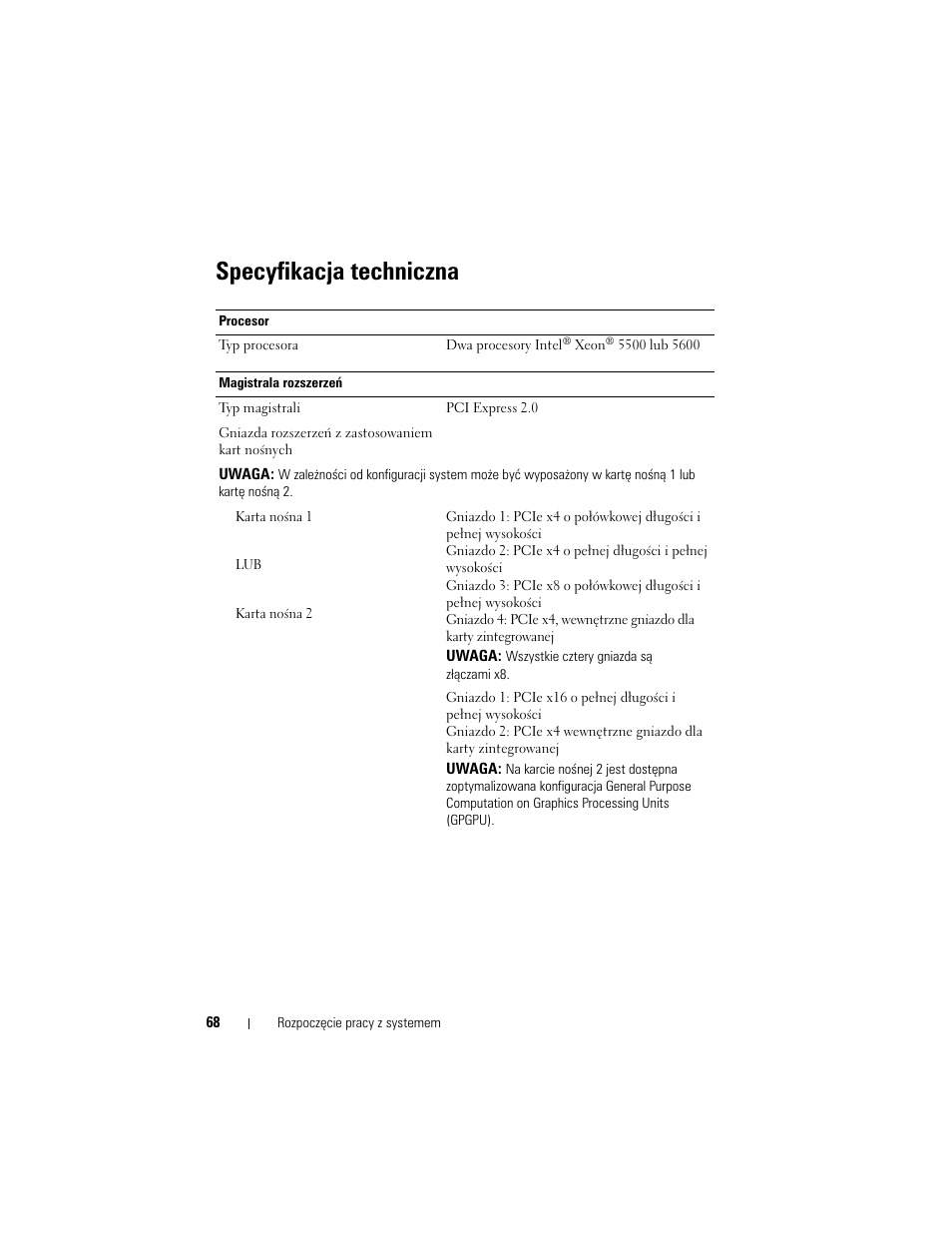 Specyfikacja techniczna | Dell PowerVault NX3100 User Manual | Page 70 / 124