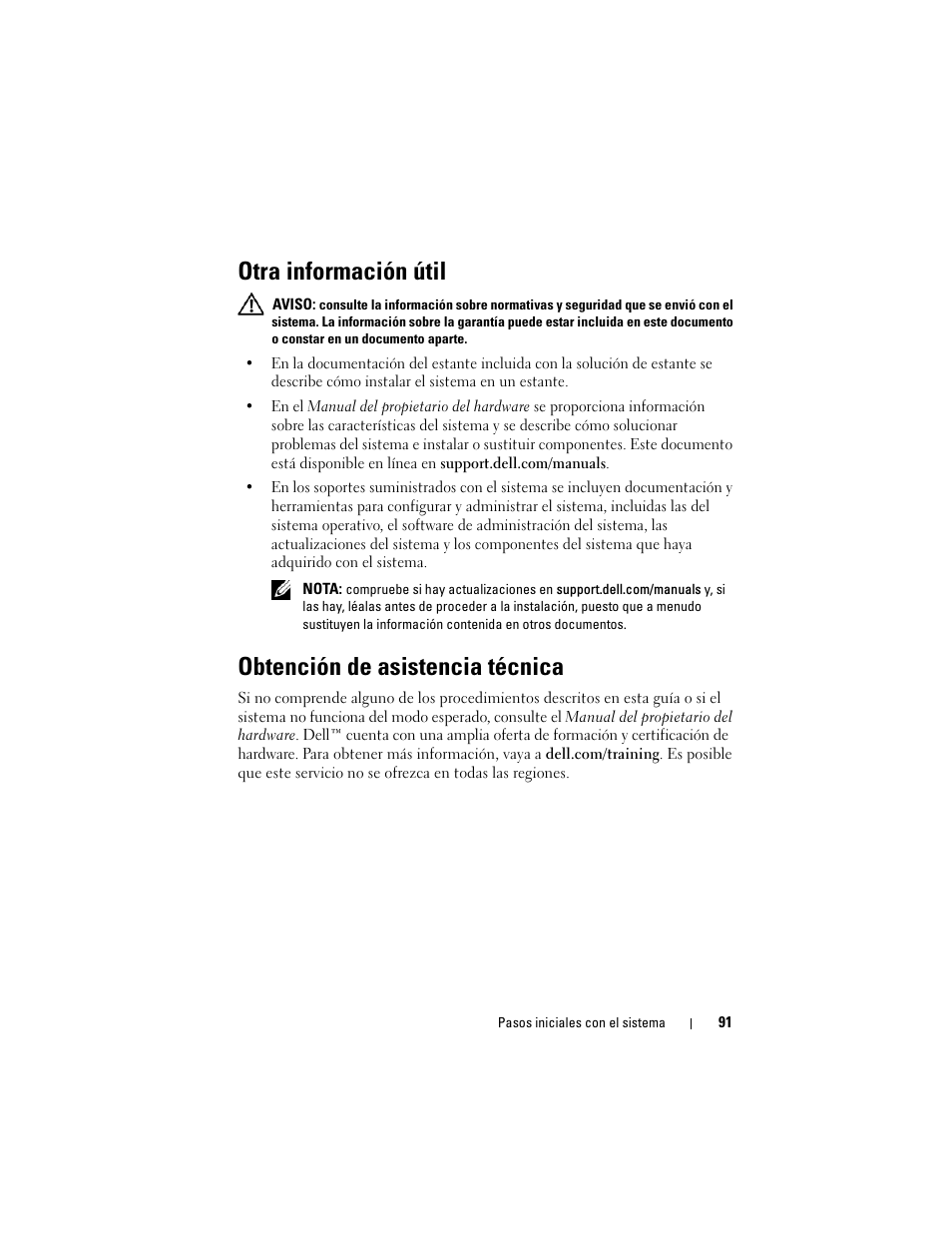 Otra información útil, Obtención de asistencia técnica | Dell PowerVault NX3100 User Manual | Page 93 / 124