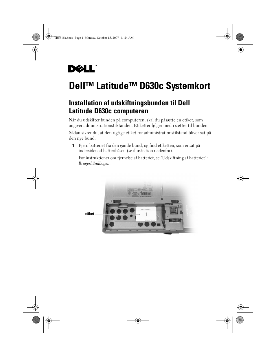 Dell™ latitude™ d630c systemkort | Dell Latitude D630c User Manual | Page 13 / 36