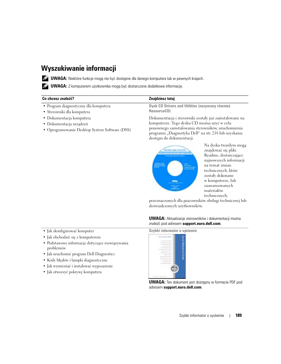 Wyszukiwanie informacji | Dell Precision 380 User Manual | Page 189 / 372