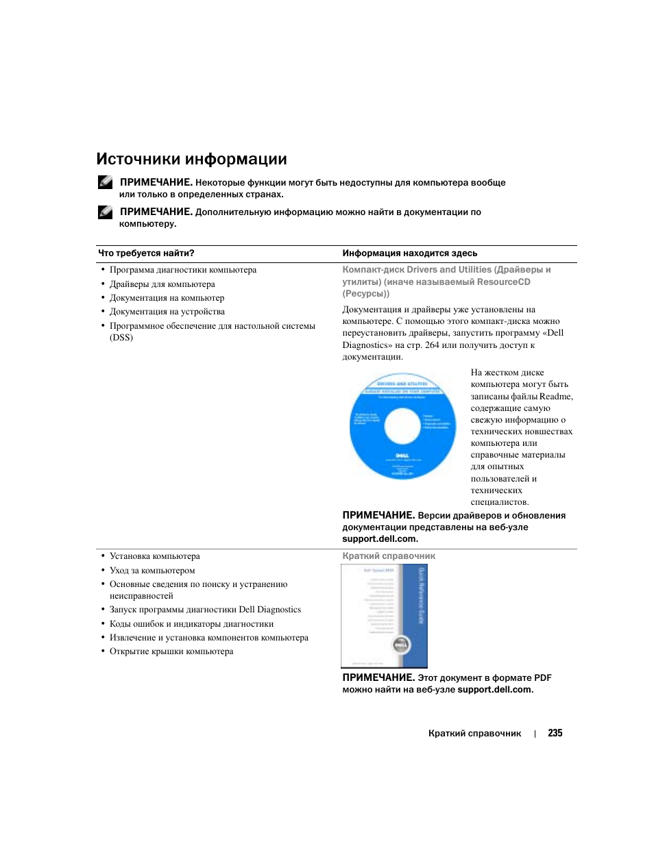 Источники информации | Dell Precision 380 User Manual | Page 235 / 372