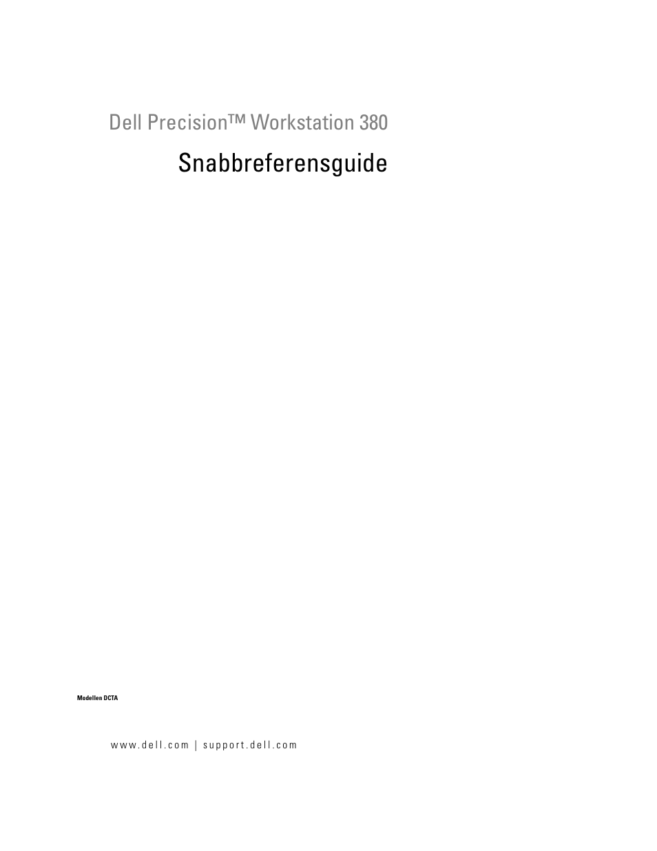 Snabbreferensguide, Dell precision™ workstation 380 | Dell Precision 380 User Manual | Page 281 / 372