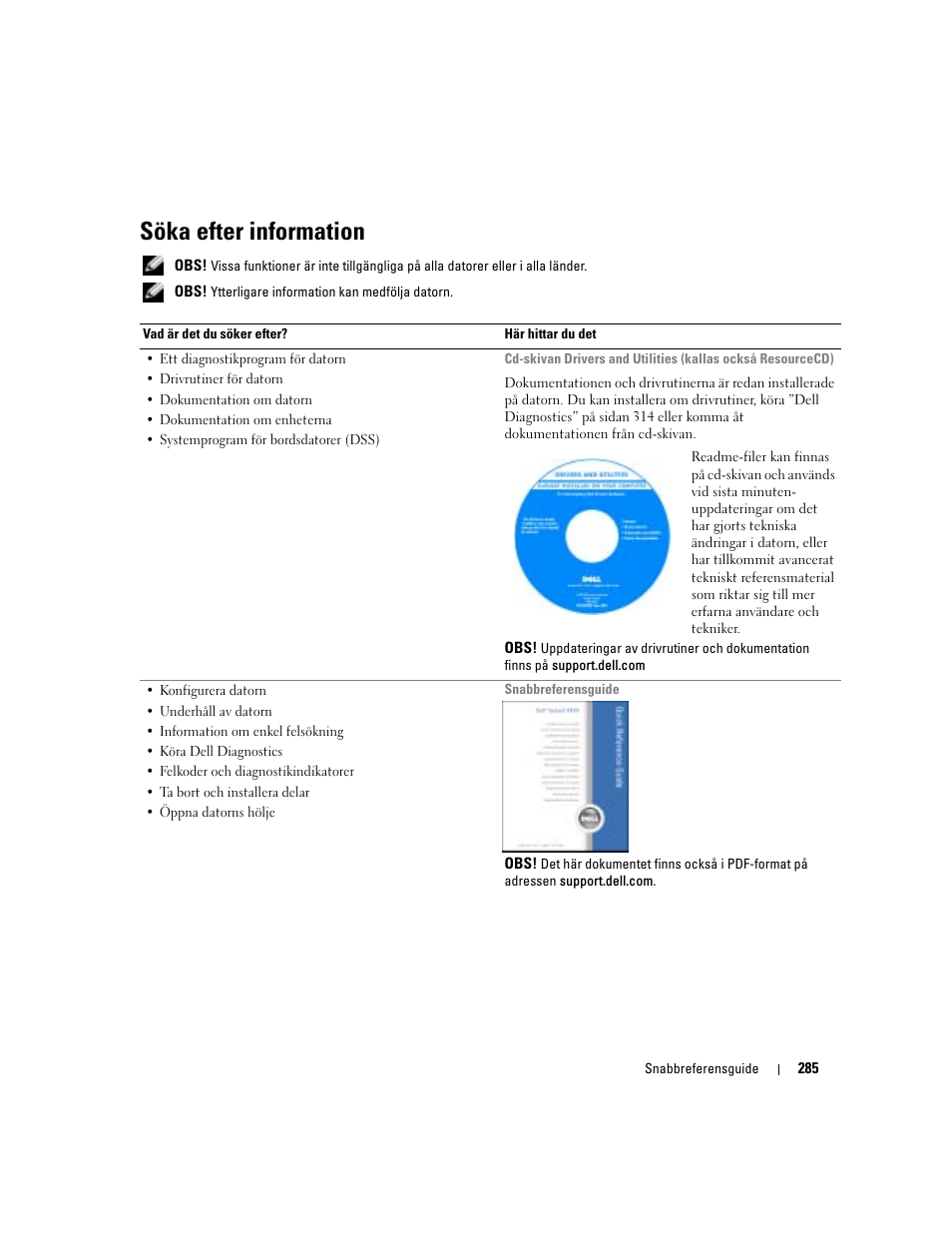 Söka efter information | Dell Precision 380 User Manual | Page 285 / 372