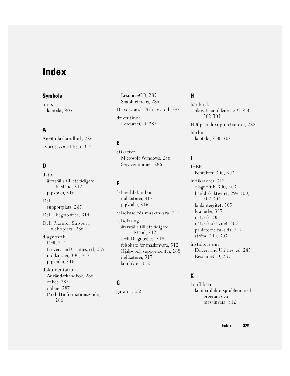 Index | Dell Precision 380 User Manual | Page 325 / 372