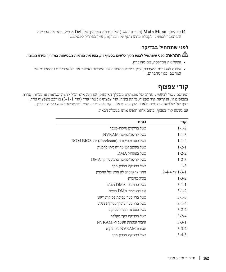 ףוצפצ ידוק, הקידבב ליחתתש ינפל | Dell Precision 380 User Manual | Page 337 / 372