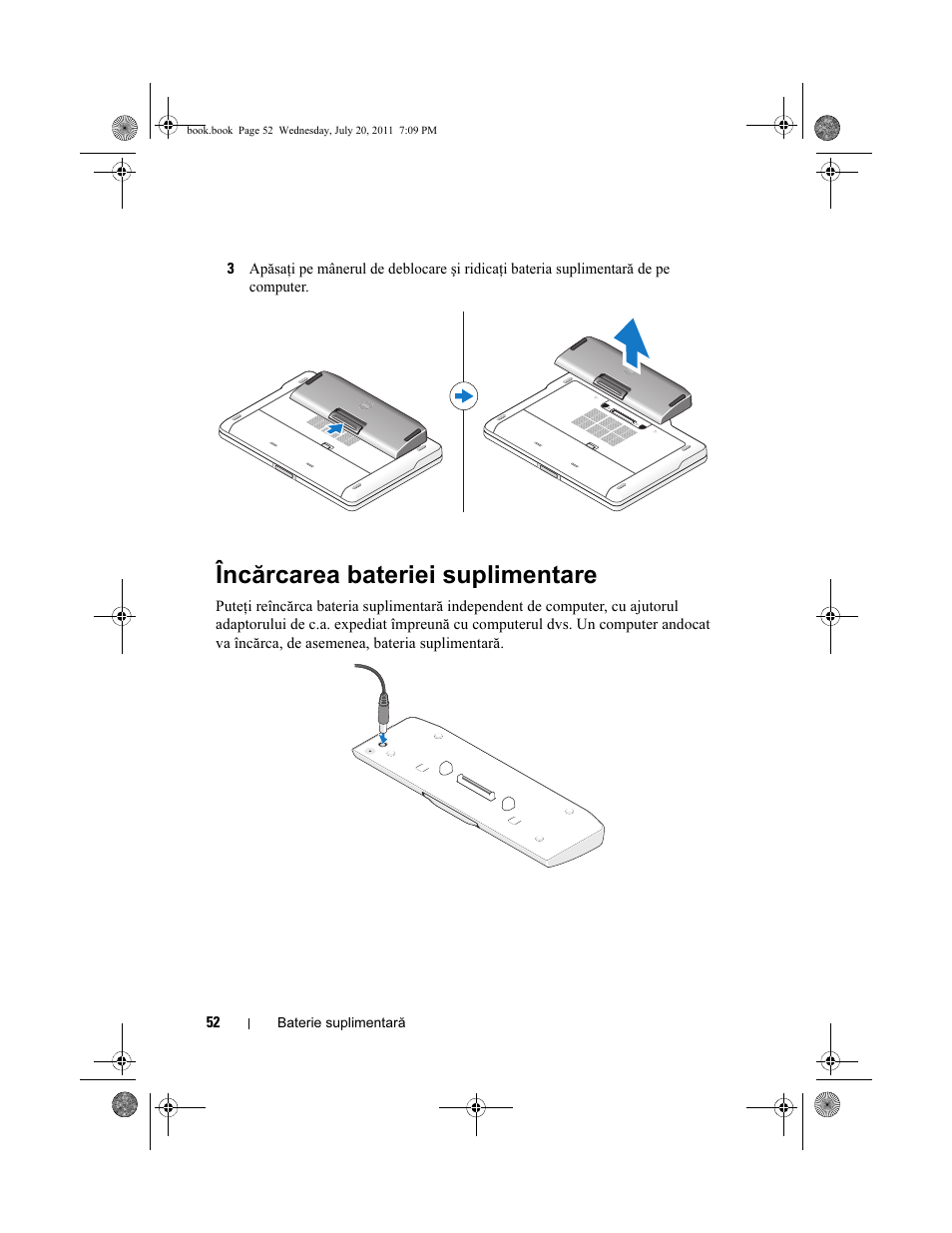 Încărcarea bateriei suplimentare | Dell Latitude E5520M User Manual | Page 54 / 96
