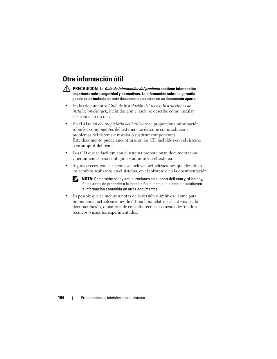Otra información útil | Dell PowerEdge R905 User Manual | Page 106 / 128