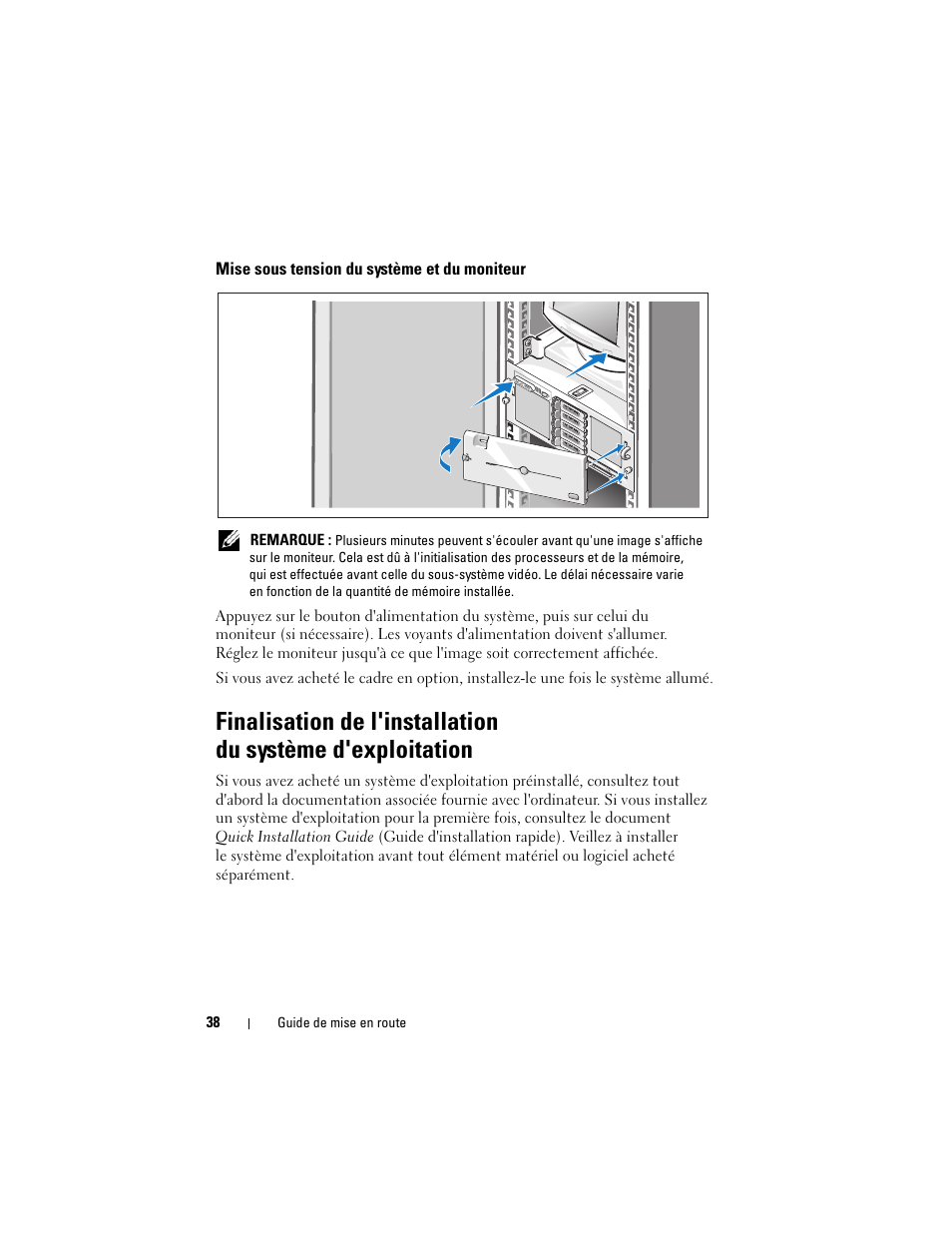 Mise sous tension du système et du moniteur | Dell PowerEdge R905 User Manual | Page 40 / 128