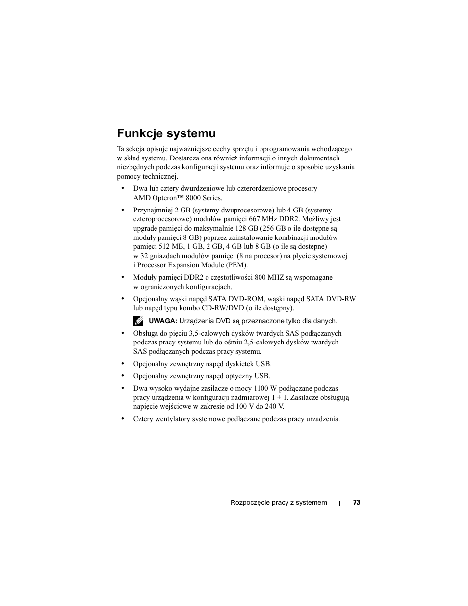 Funkcje systemu | Dell PowerEdge R905 User Manual | Page 75 / 128