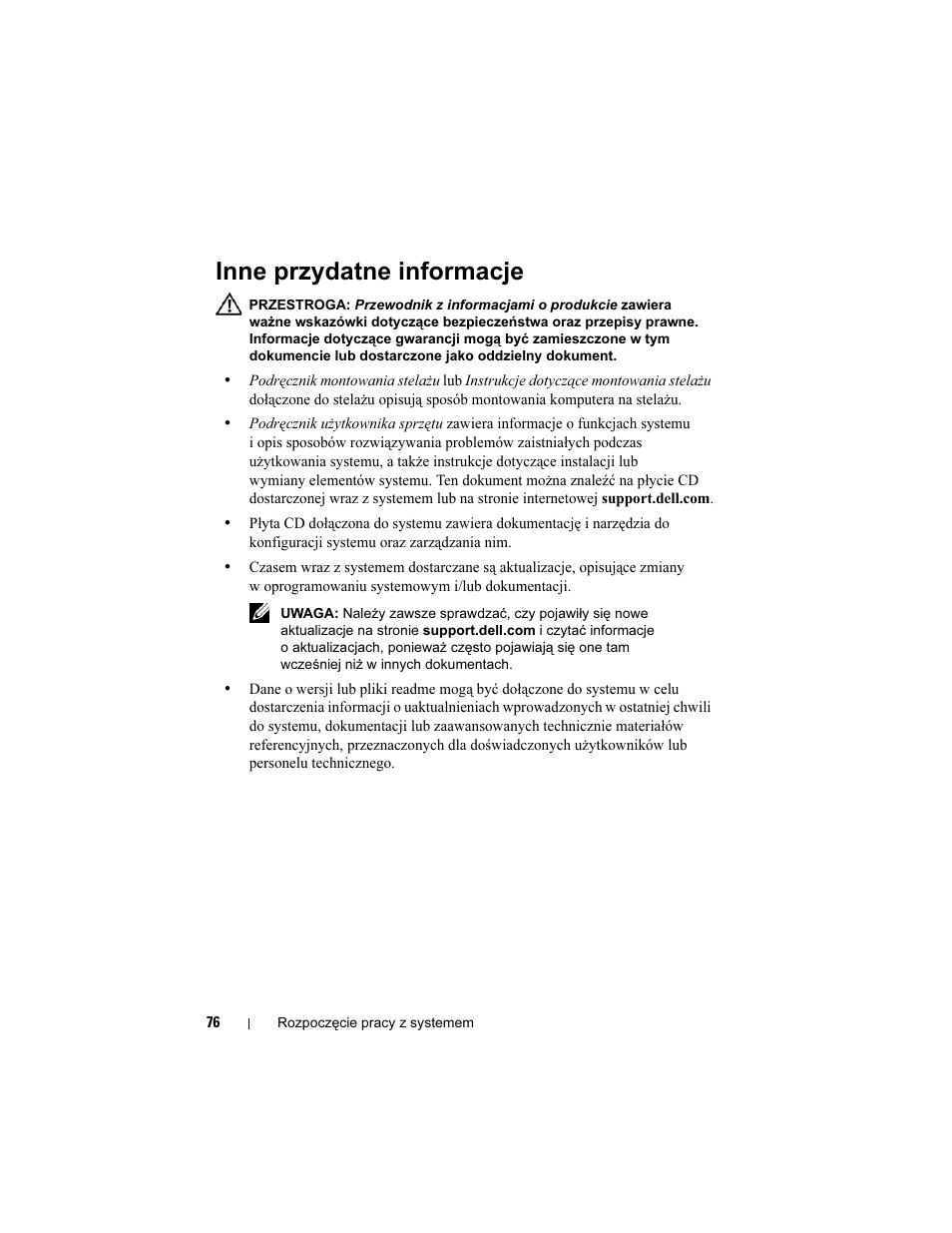 Inne przydatne informacje | Dell PowerEdge R905 User Manual | Page 78 / 128