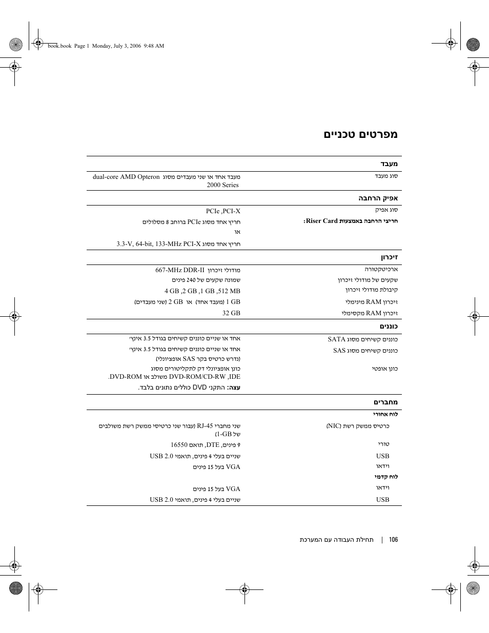 םיינכט םיטרפמ | Dell PowerEdge SC1435 User Manual | Page 101 / 110
