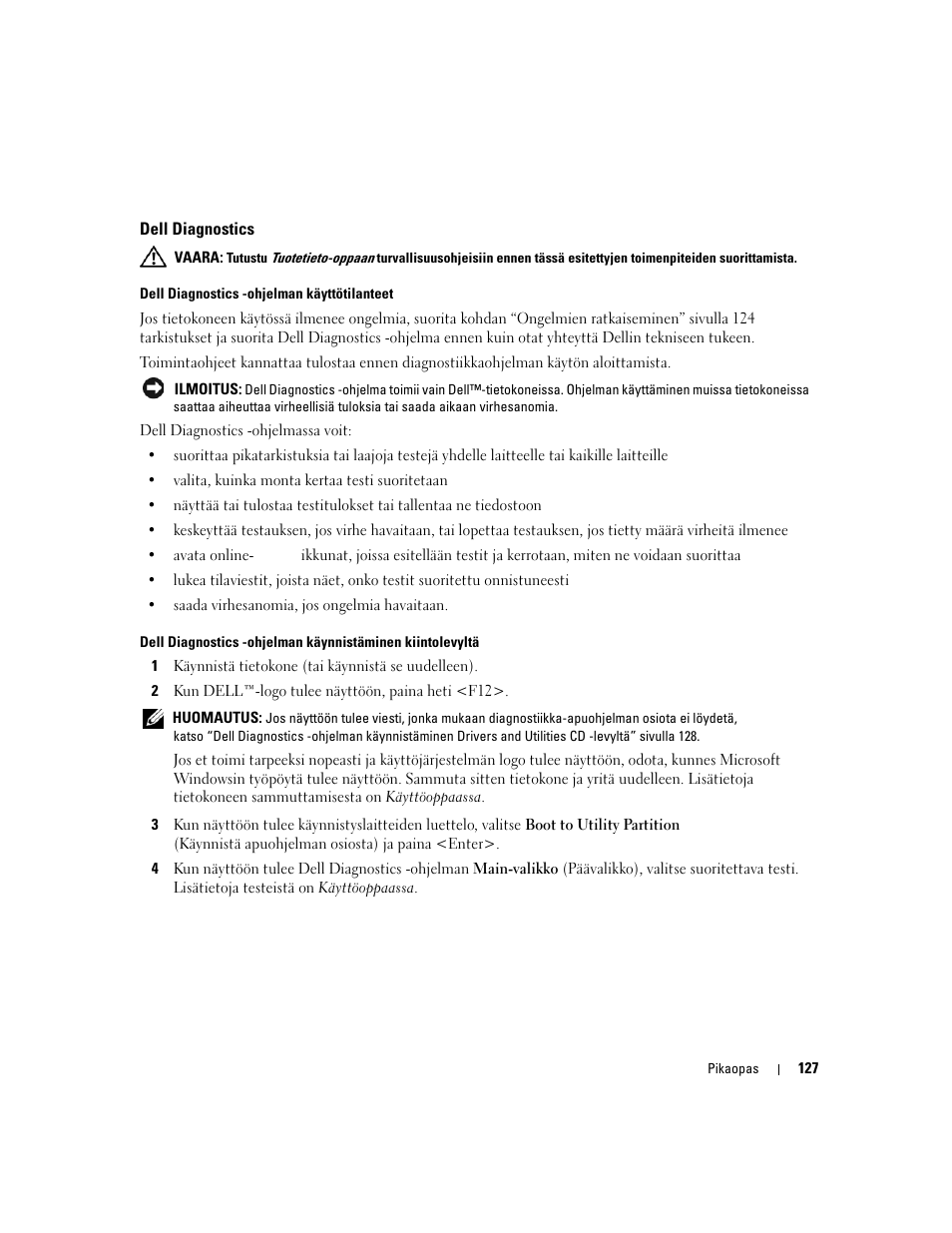 Dell diagnostics | Dell Precision 390 User Manual | Page 127 / 368