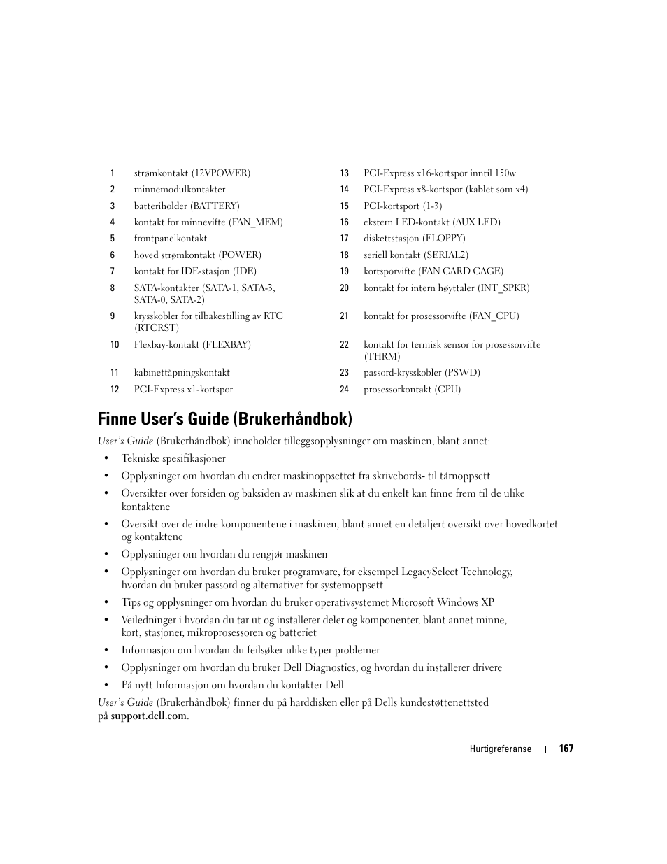 Finne user’s guide (brukerhåndbok) | Dell Precision 390 User Manual | Page 167 / 368