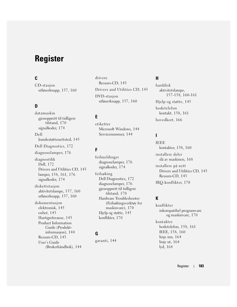 Register | Dell Precision 390 User Manual | Page 183 / 368