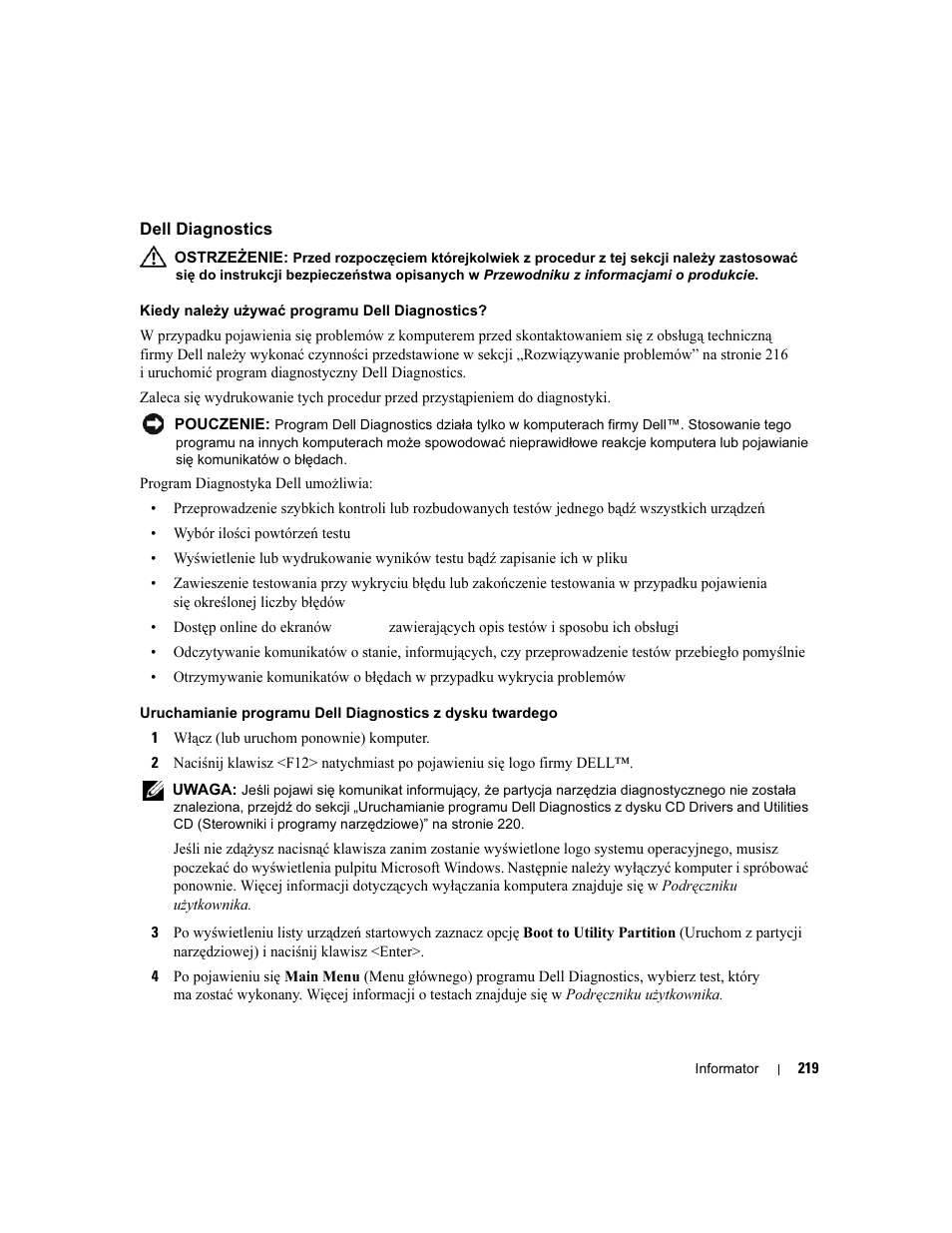 Dell diagnostics | Dell Precision 390 User Manual | Page 219 / 368