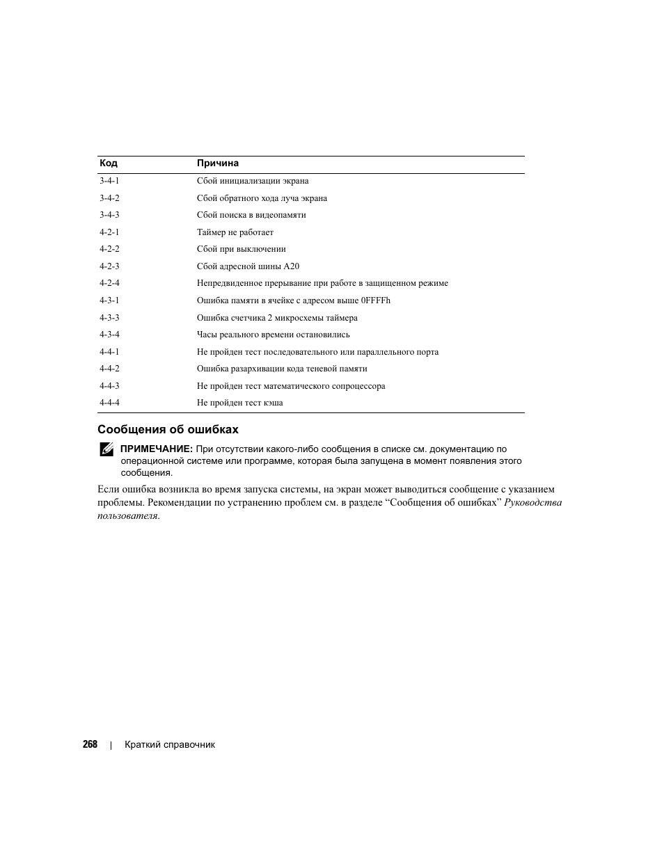 Сообщения об ошибках | Dell Precision 390 User Manual | Page 268 / 368